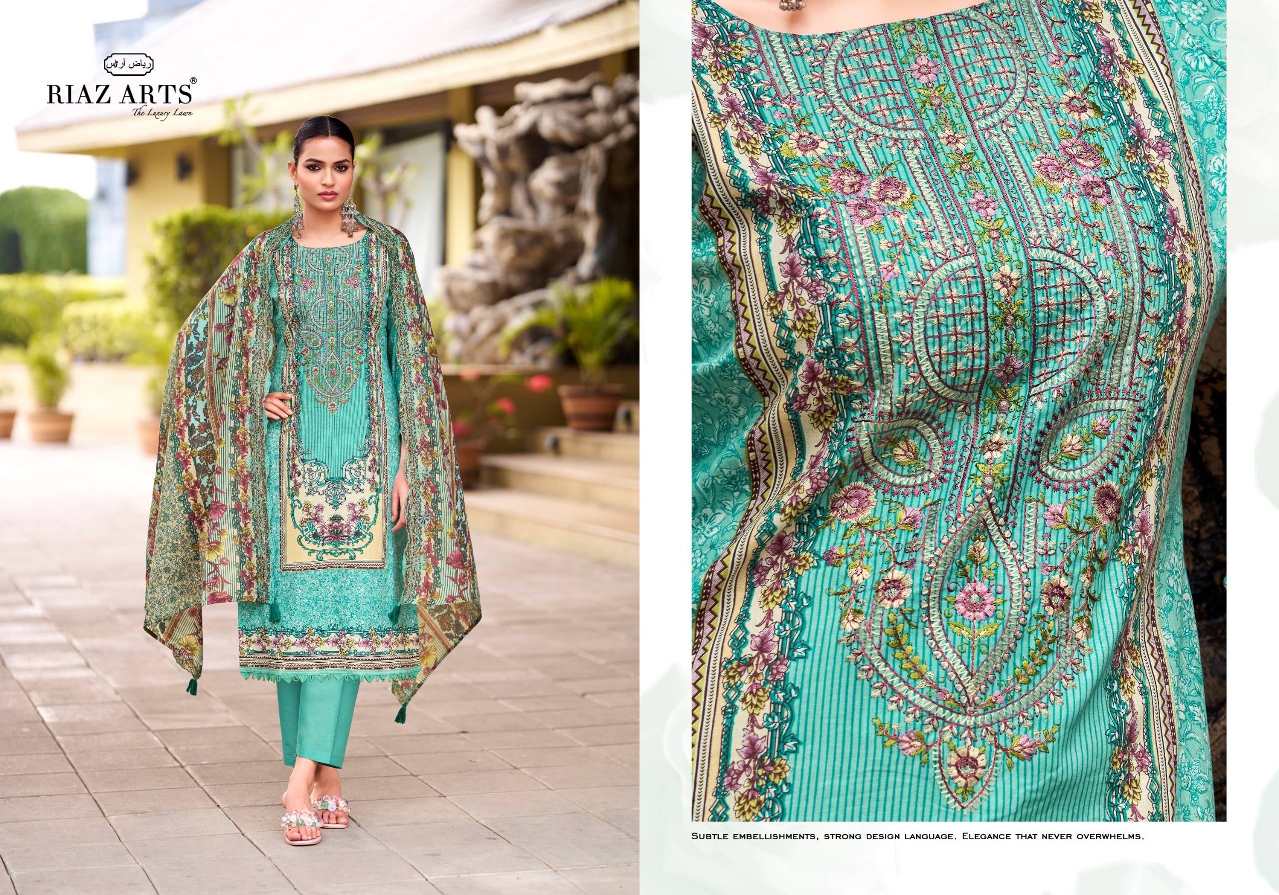 ABU SAEED Vol.2 by RIAZ ARTS PRINTS 1001 TO 1006 SERIES Pakistani Stylish Embroidered COTTON CAMRIC COLLECTION At Wholesale Price